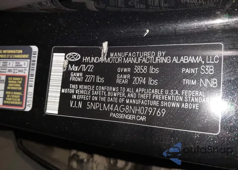 2022 Hyundai Elantra Sel z USA, uszkodzony, nr VIN 5NPLM4AG8NH079769